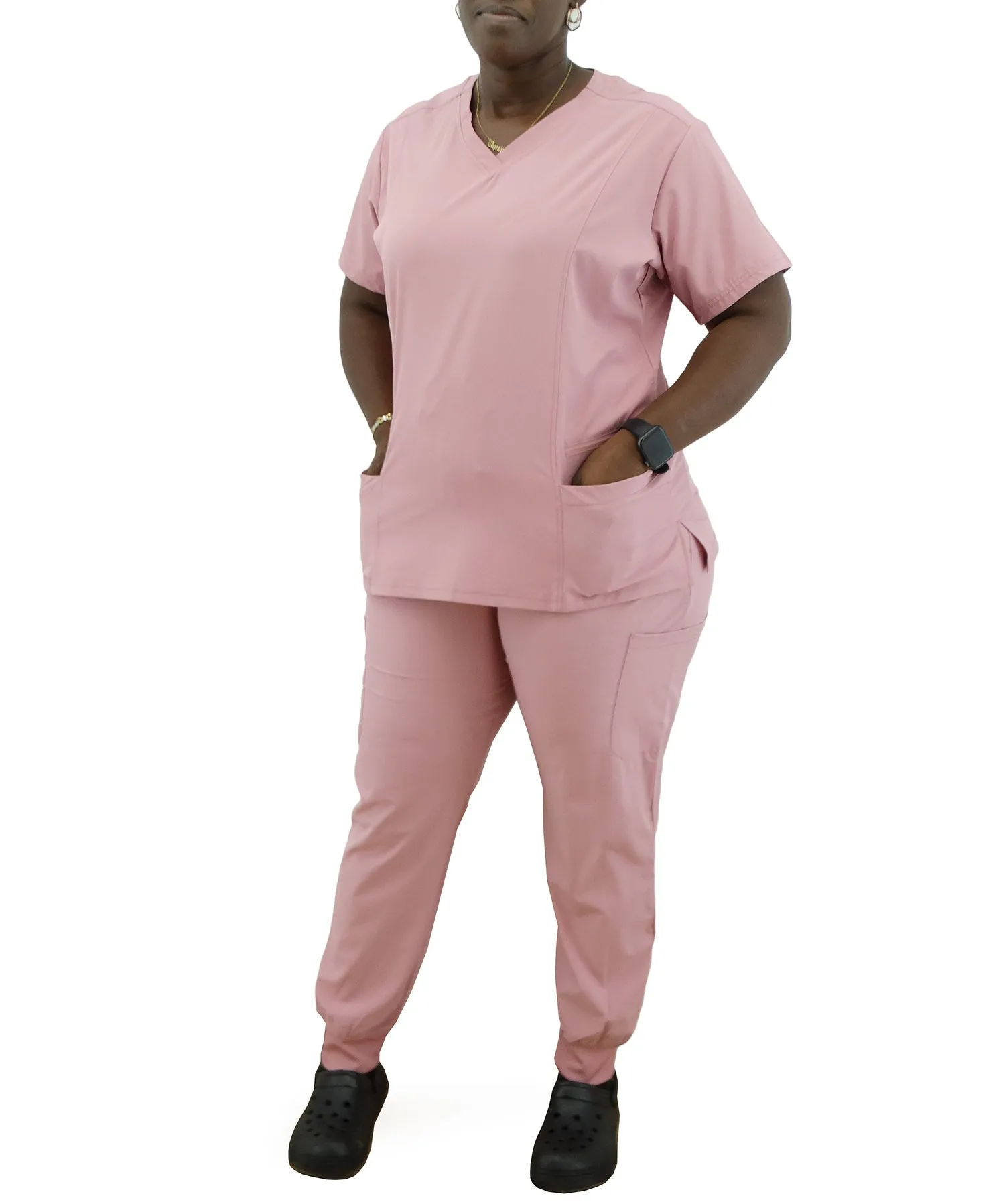 1384DUSTYPINK, Scrubaid, 2pc Jogger Pants Scrub Set- Dusty Pink (S-2XL)