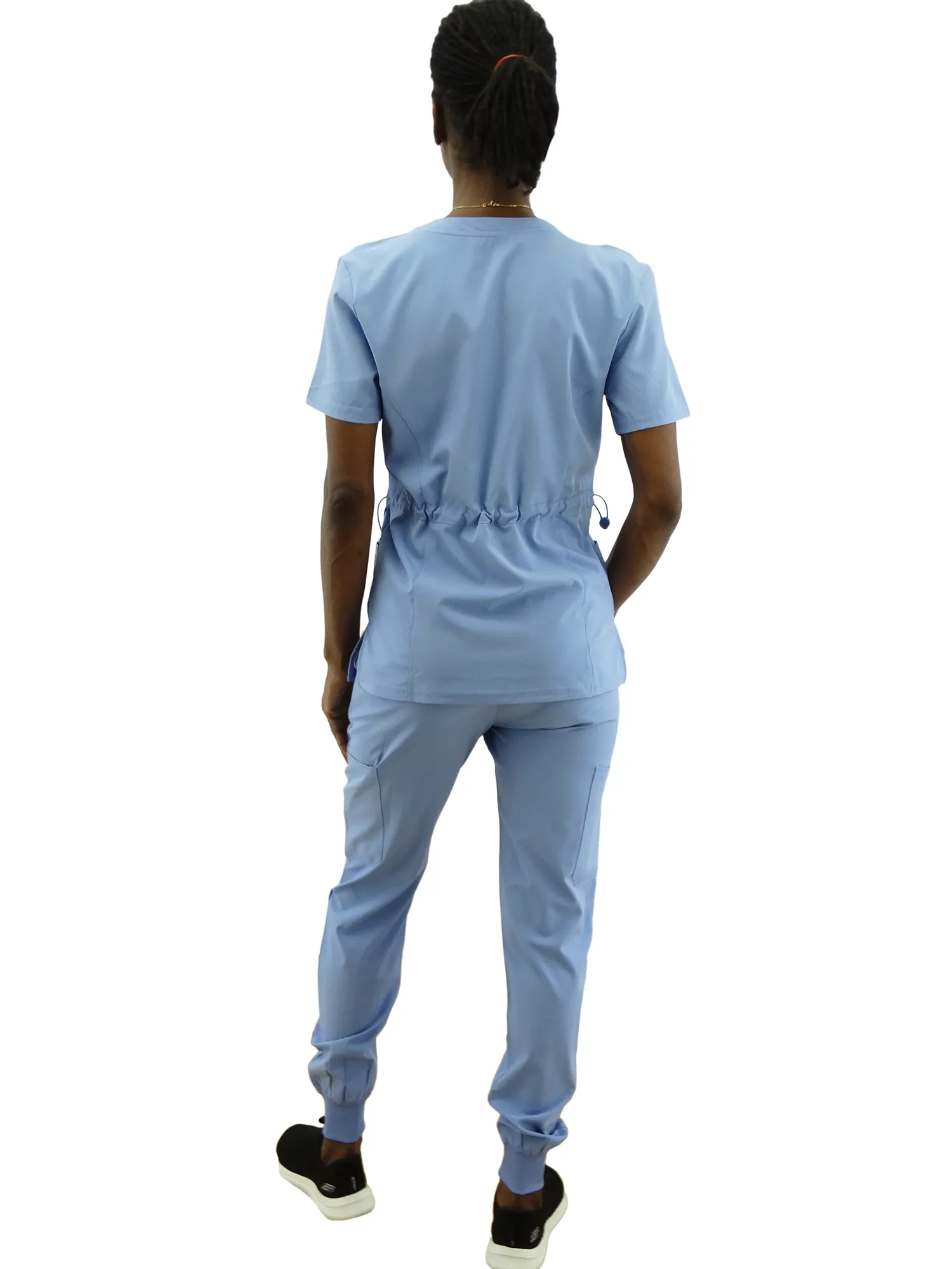 1386BLUE, Scrubaid, 2pc Jogger Pants Scrub Set-Pewter Blue(S-2XL)