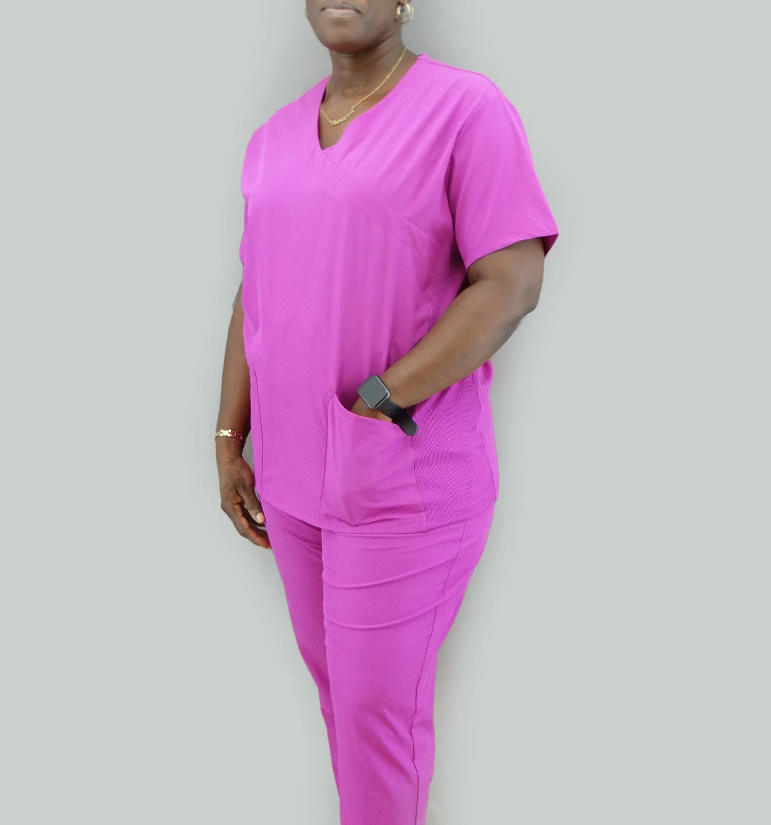 1503MAGENTA, Just Scrubs, 2pc Jogger Pants Scrub Set-Magenta (S-2XL)