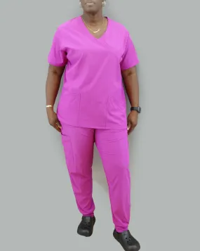 1503MAGENTA, Just Scrubs, 2pc Jogger Pants Scrub Set-Magenta (S-2XL)