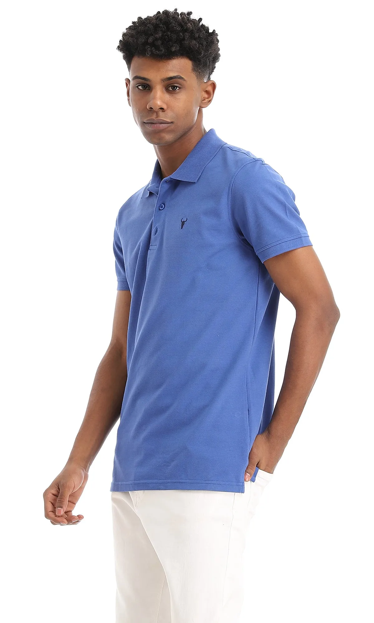 38137 Basic Casual Buttoned Polo Shirt - Royal Blue