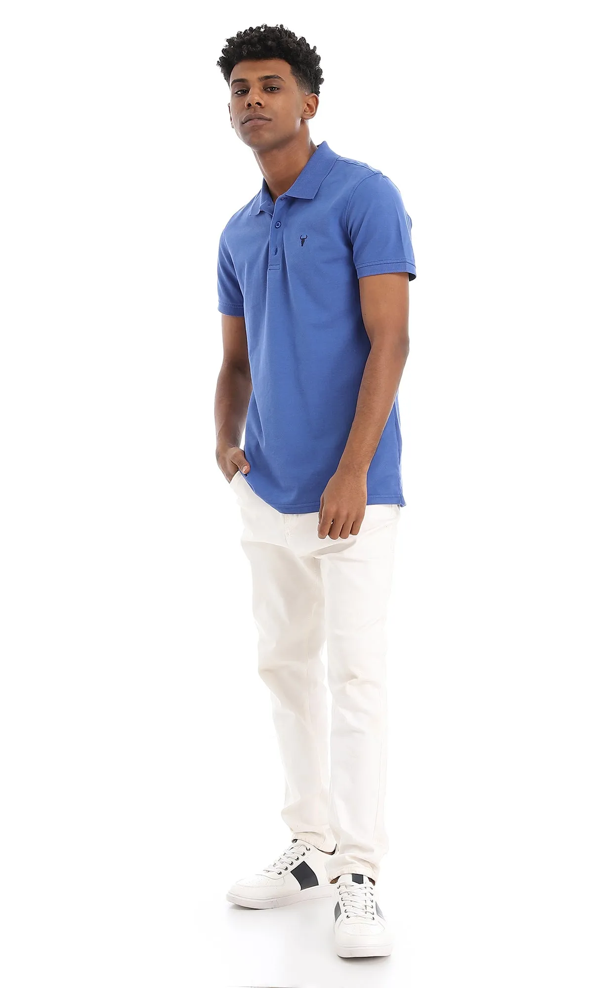 38137 Basic Casual Buttoned Polo Shirt - Royal Blue