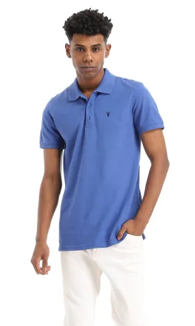 38137 Basic Casual Buttoned Polo Shirt - Royal Blue