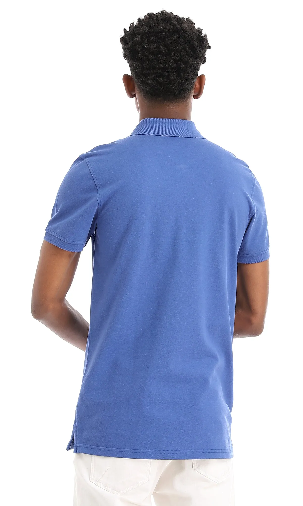 38137 Basic Casual Buttoned Polo Shirt - Royal Blue