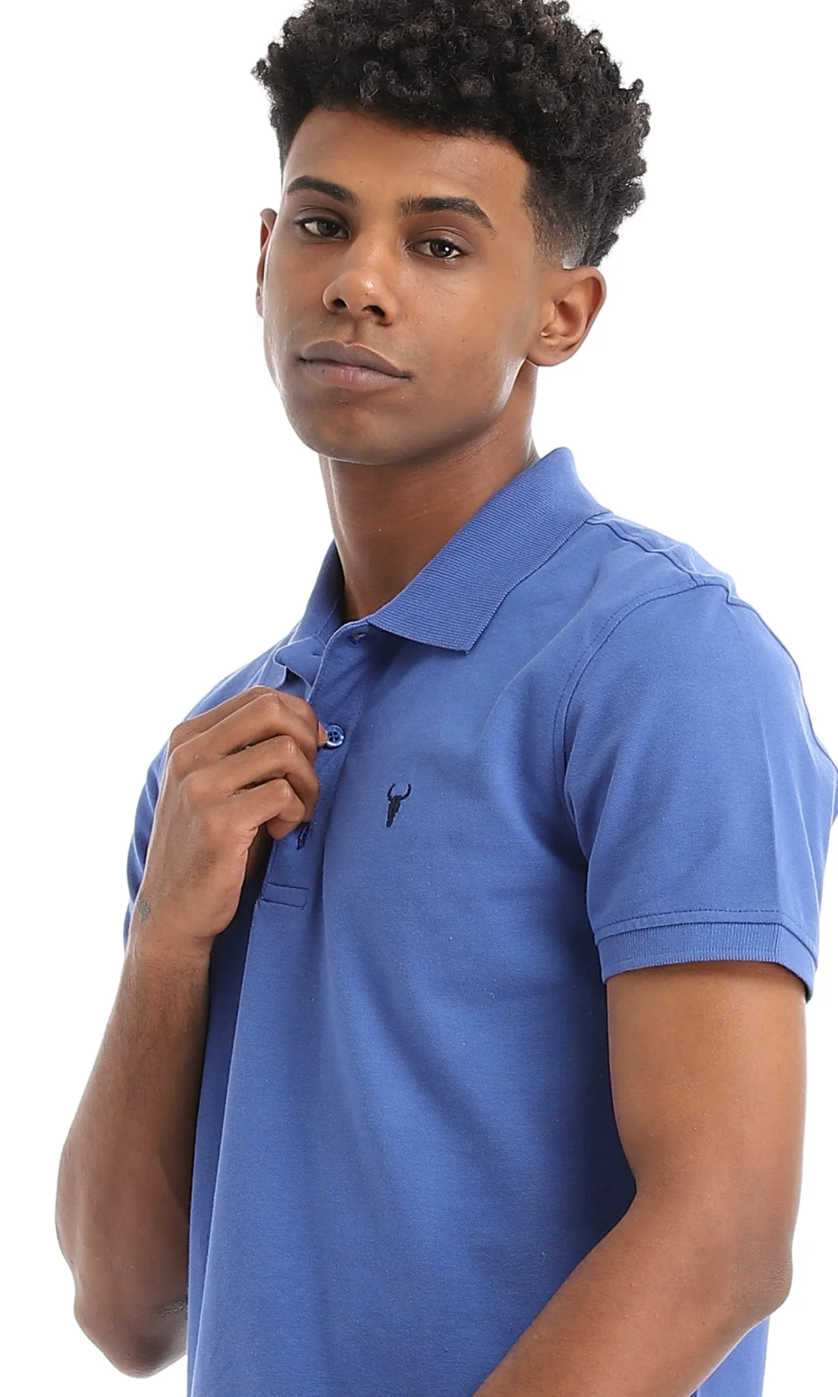 38137 Basic Casual Buttoned Polo Shirt - Royal Blue