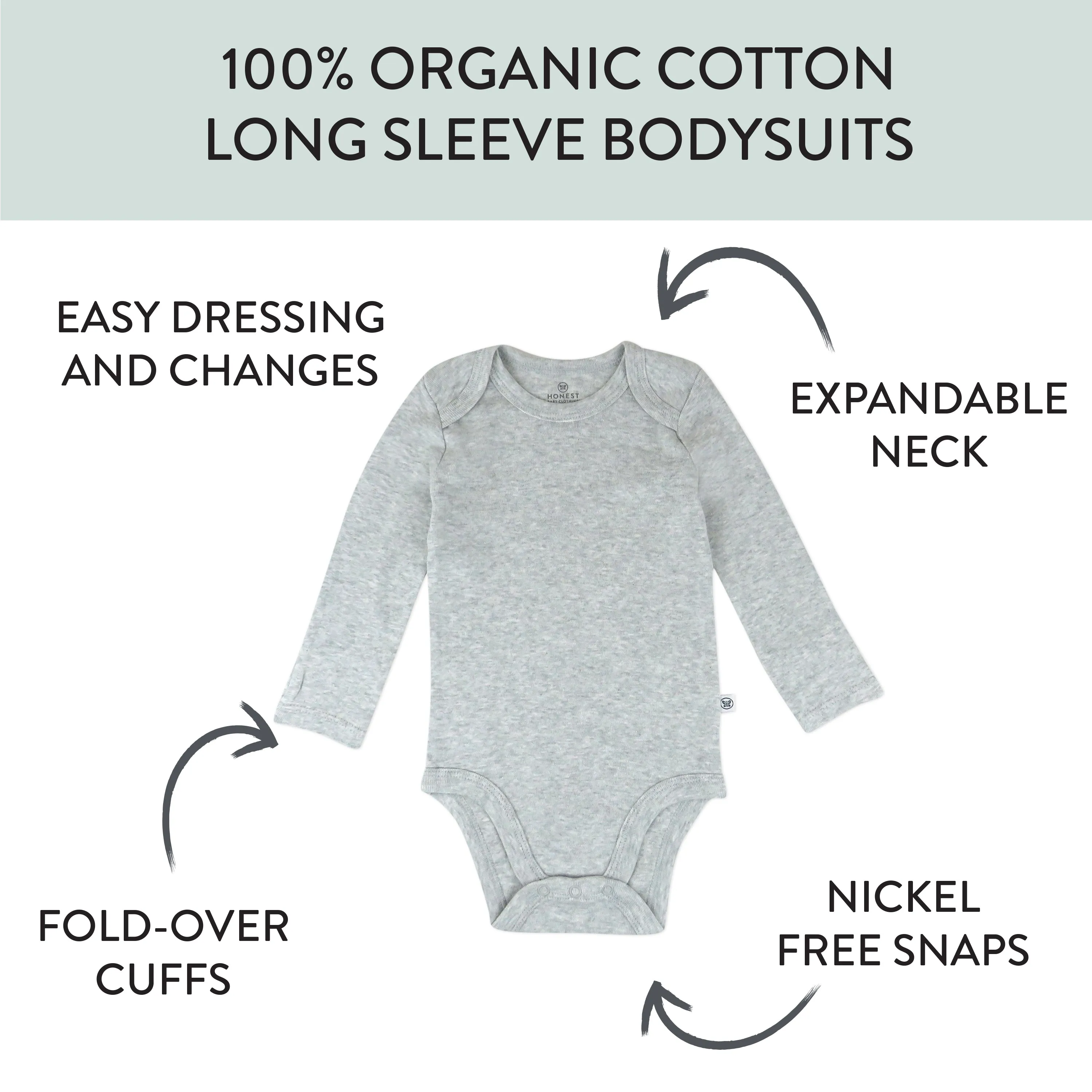 5-Pack Organic Cotton Long Sleeve Bodysuits