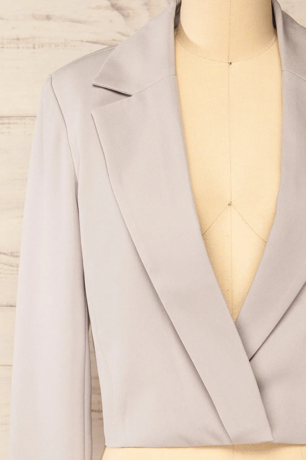 Alcorcon Grey | Cropped Blazer w/ Notched Lapels