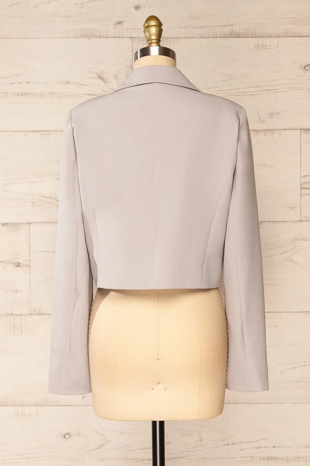 Alcorcon Grey | Cropped Blazer w/ Notched Lapels