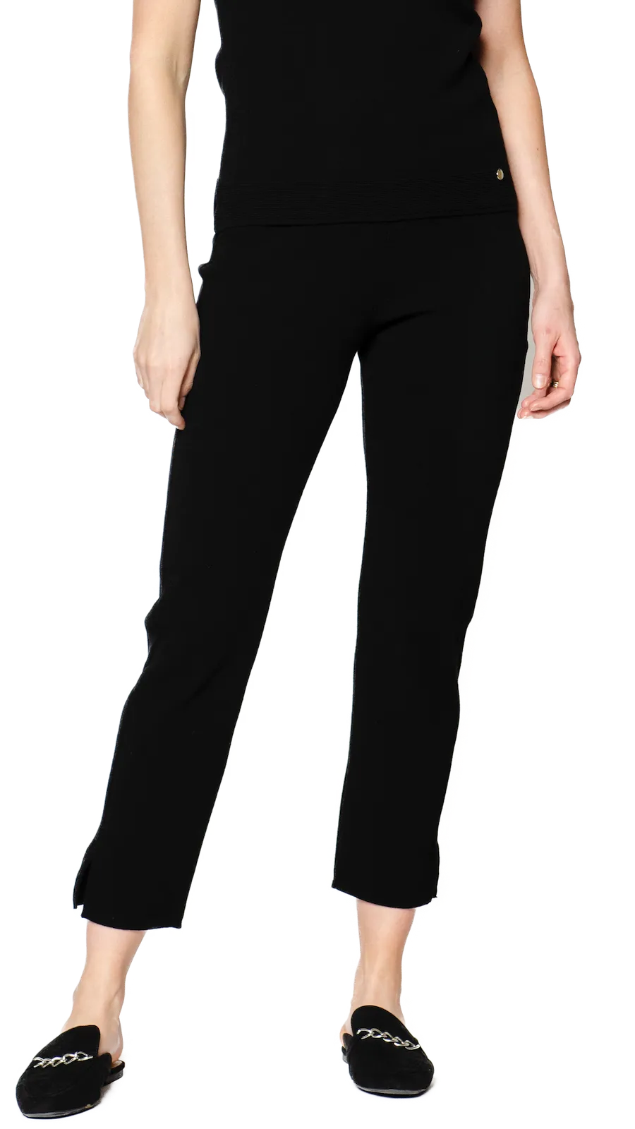 Alice Milano-Knit Slim Leg Pants; Black