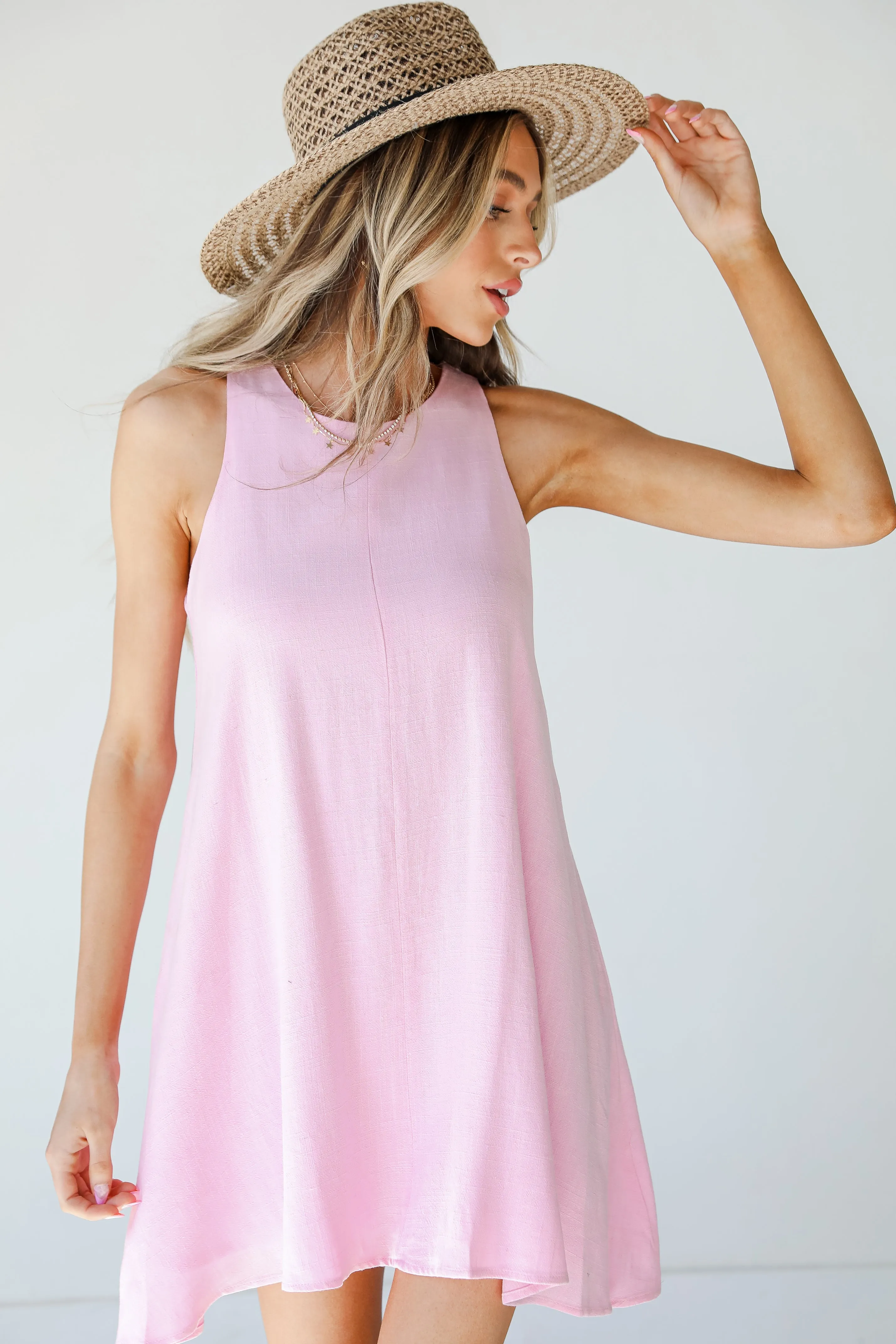 All Eyes On Me Linen Shift Dress