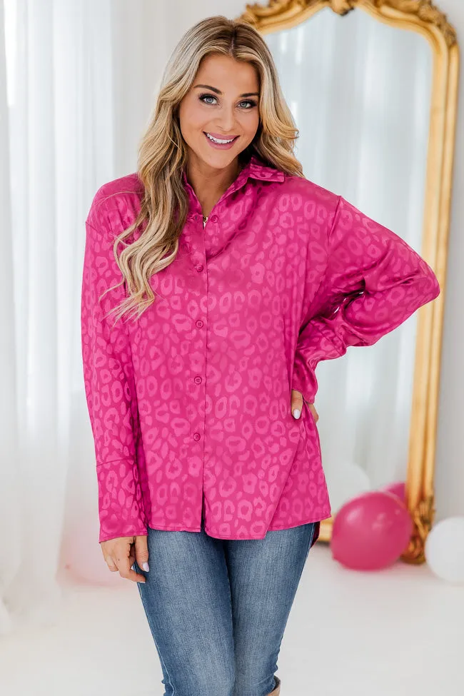 Already Spoken For Pink Leopard Print Satin Blouse FINAL SALE