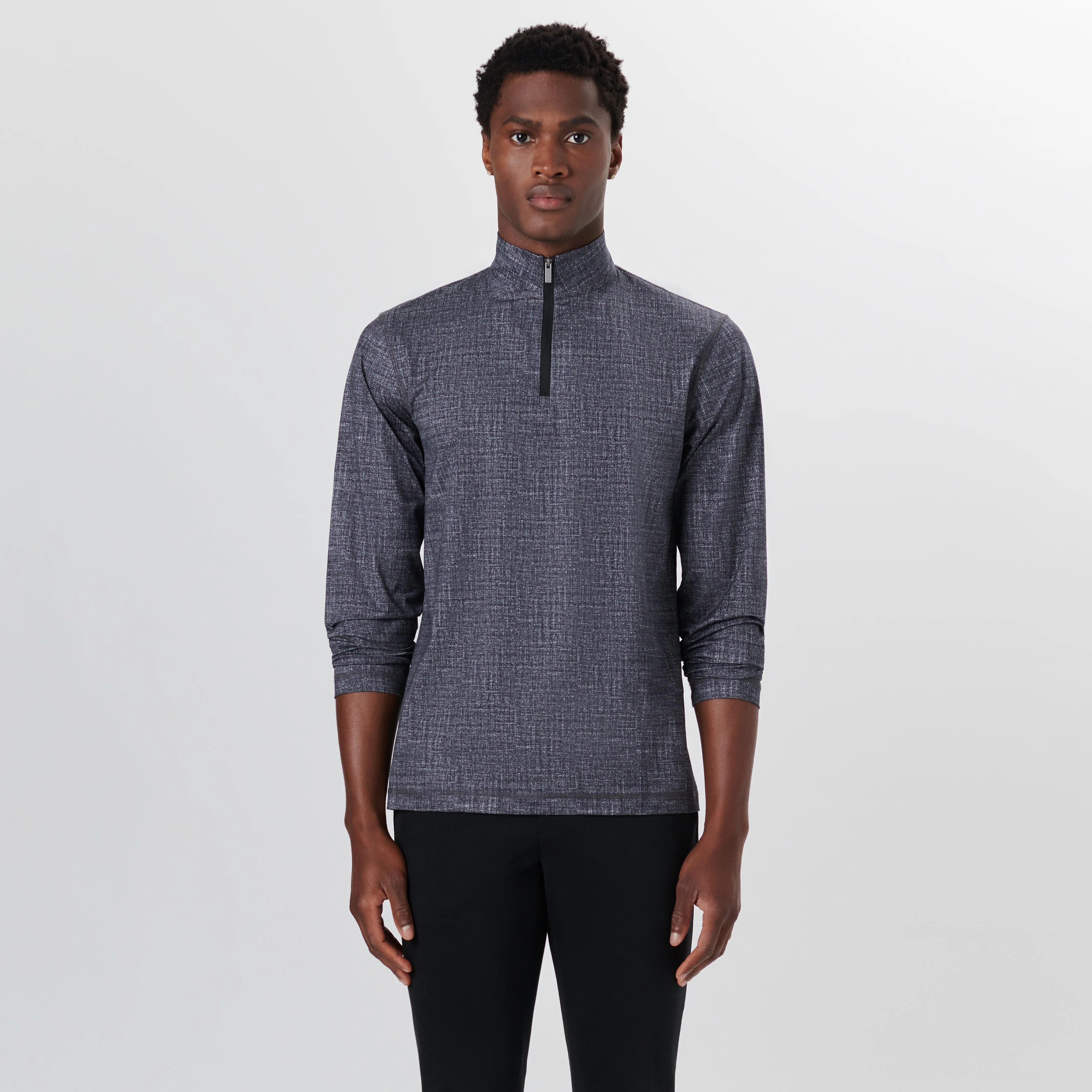 ANTHONY Chambray Print OoohCotton Quarter Zip Pullover