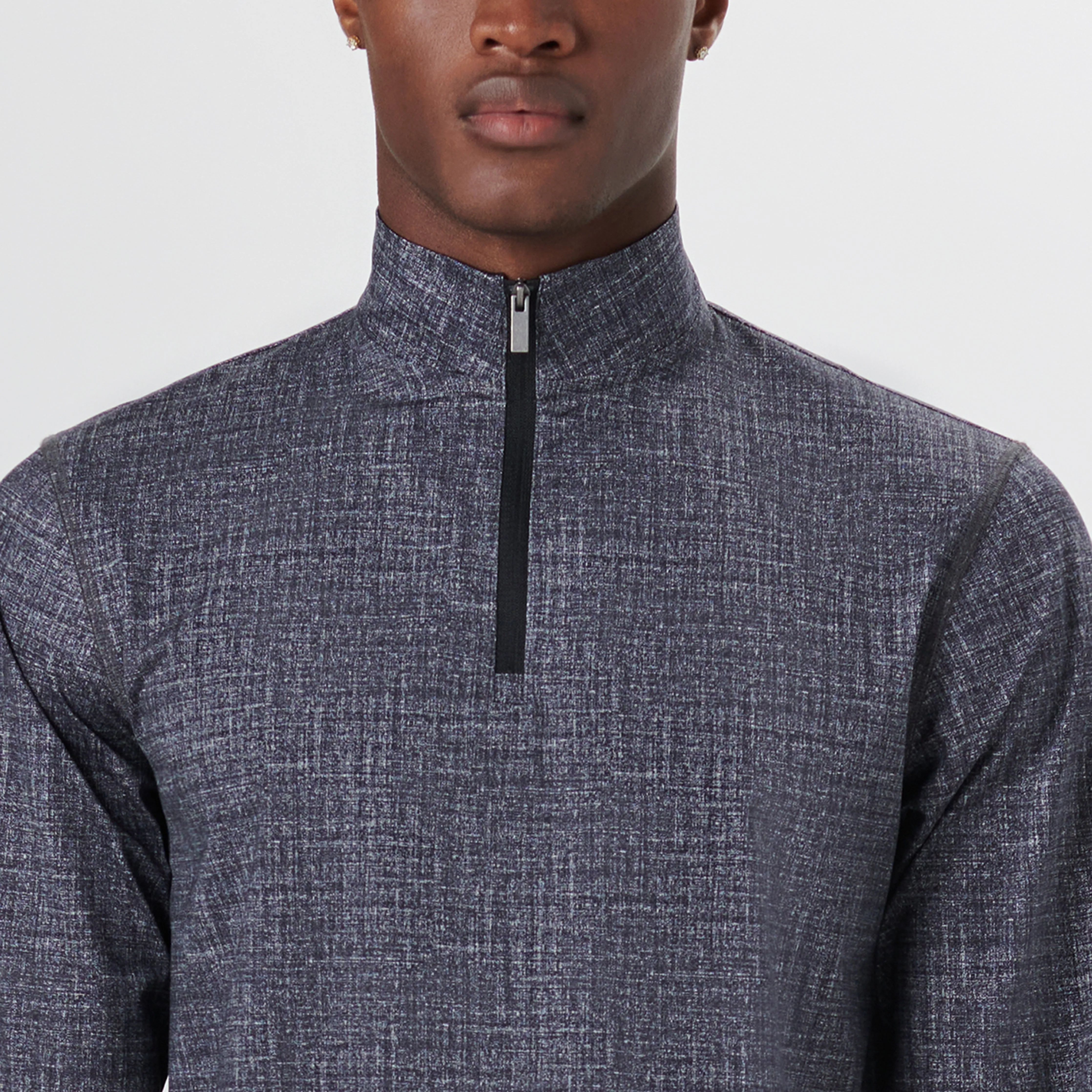 ANTHONY Chambray Print OoohCotton Quarter Zip Pullover