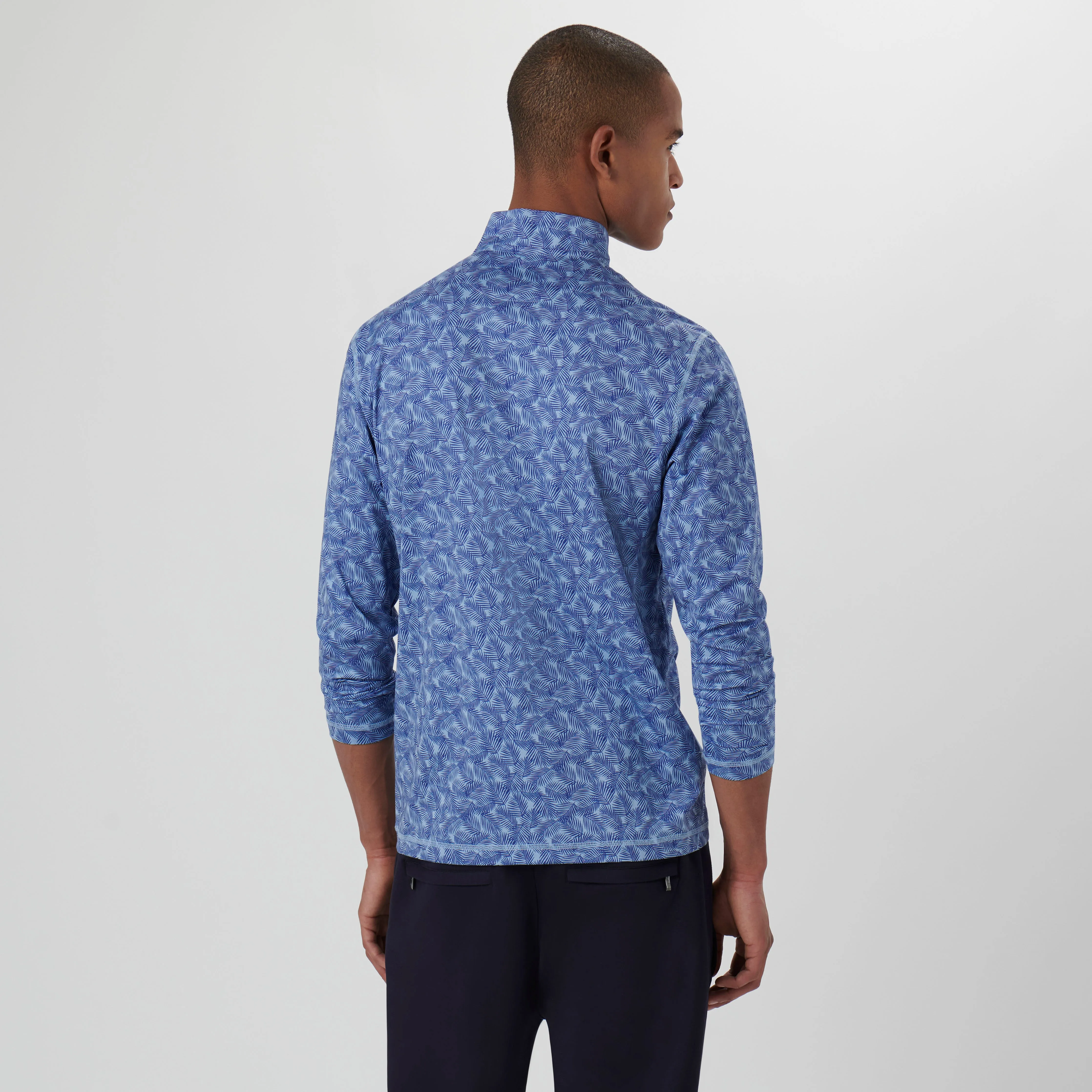 Anthony Leaf Print OoohCotton Quarter Zip Pullover