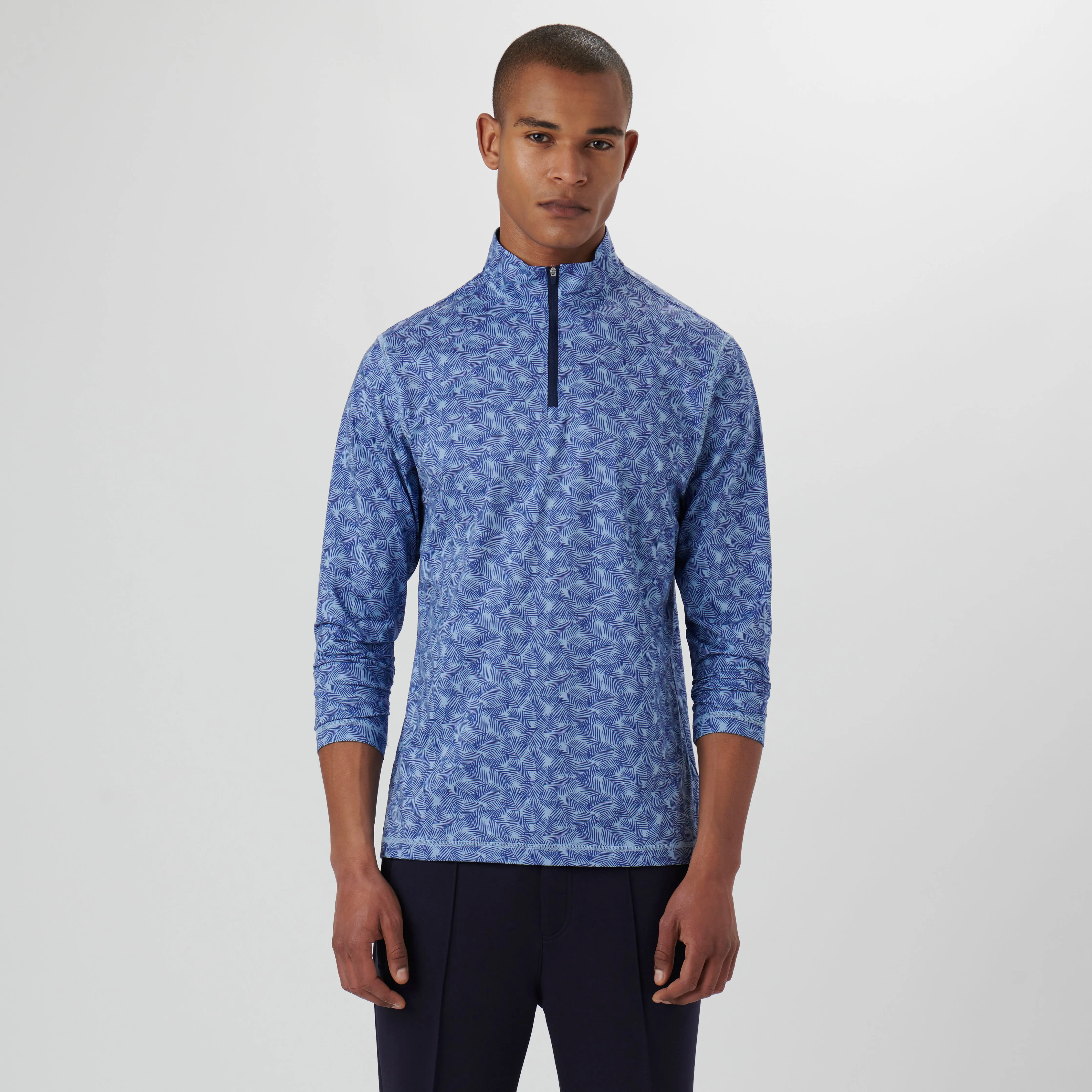 Anthony Leaf Print OoohCotton Quarter Zip Pullover