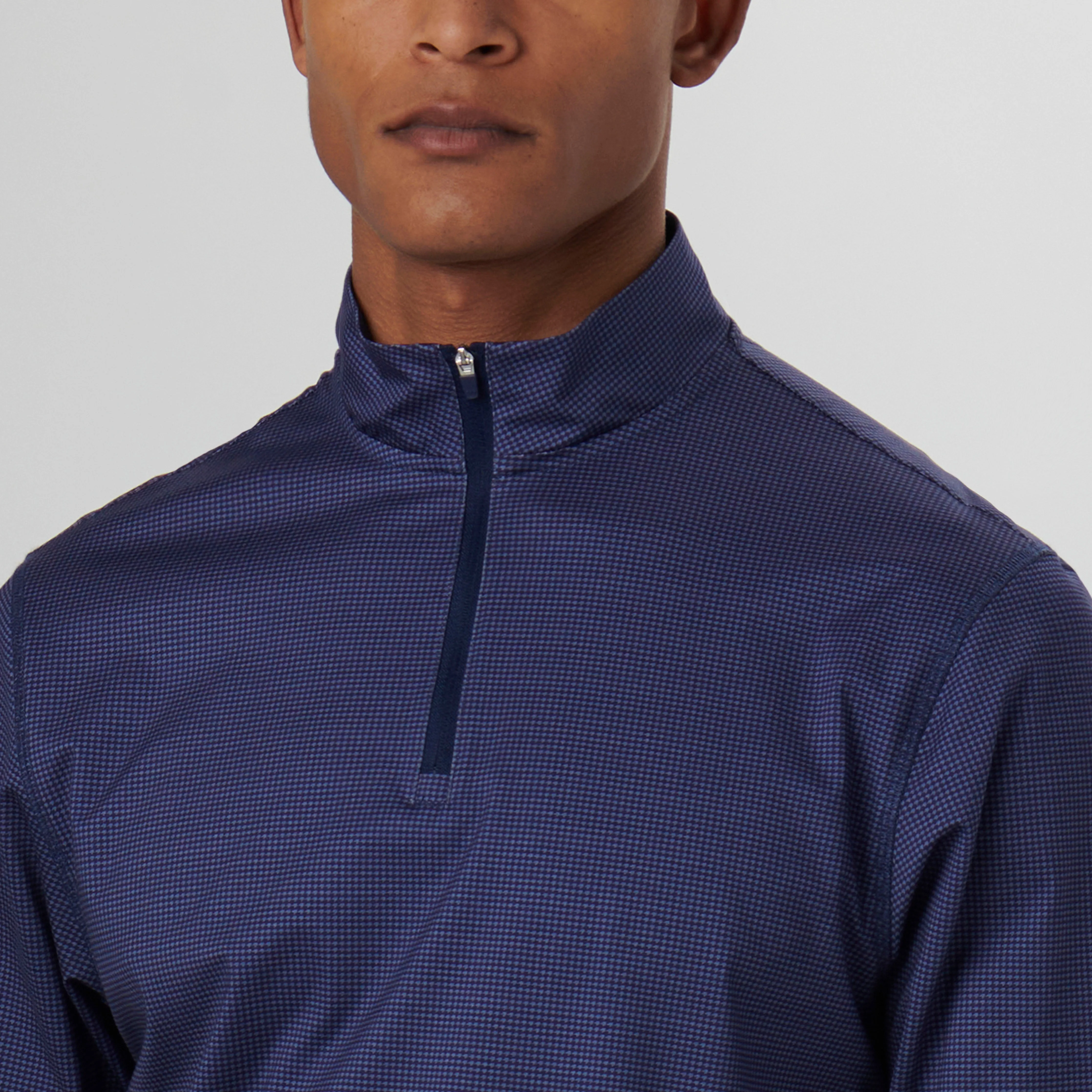 Anthony Pin Check OoohCotton Quarter Zip Pullover