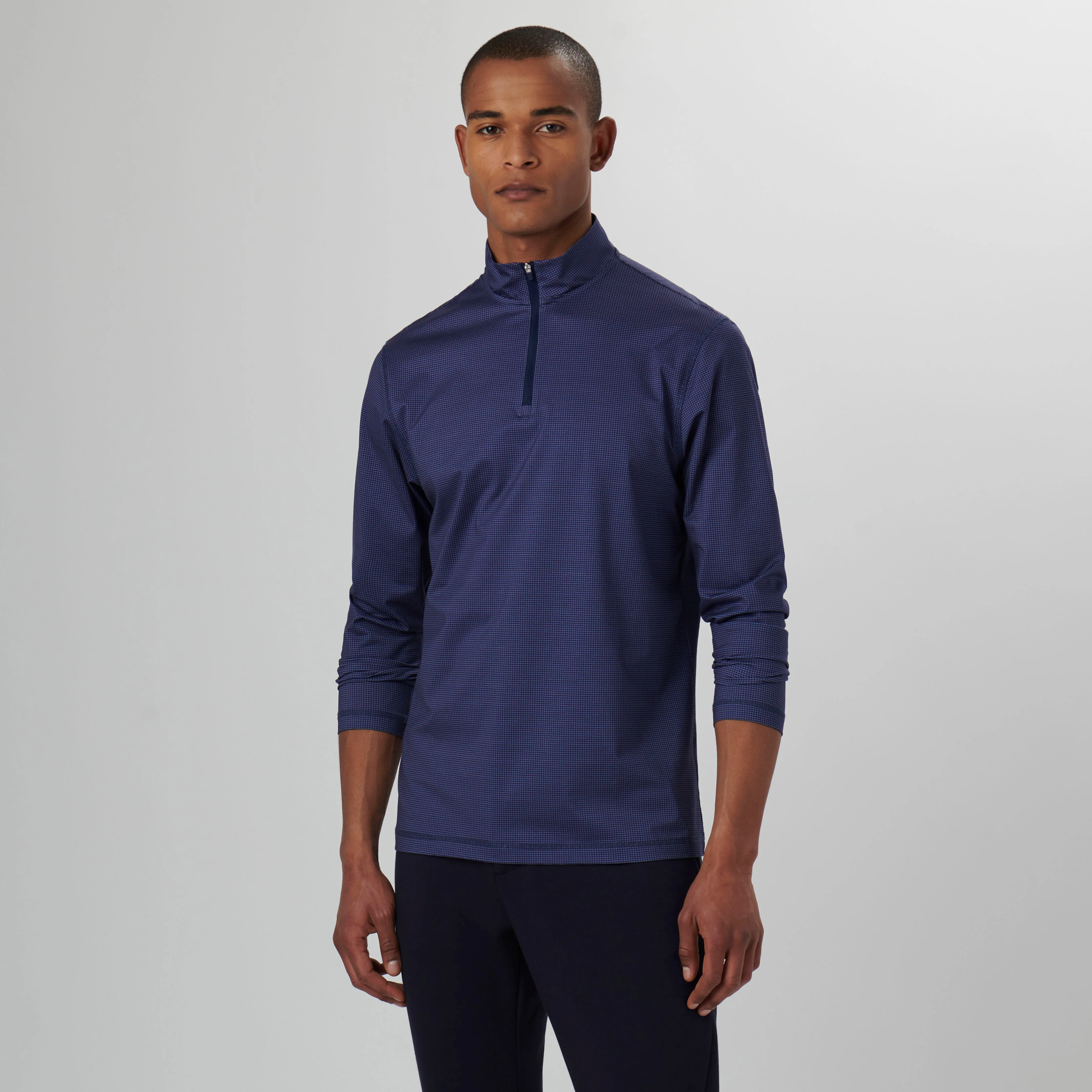 Anthony Pin Check OoohCotton Quarter Zip Pullover