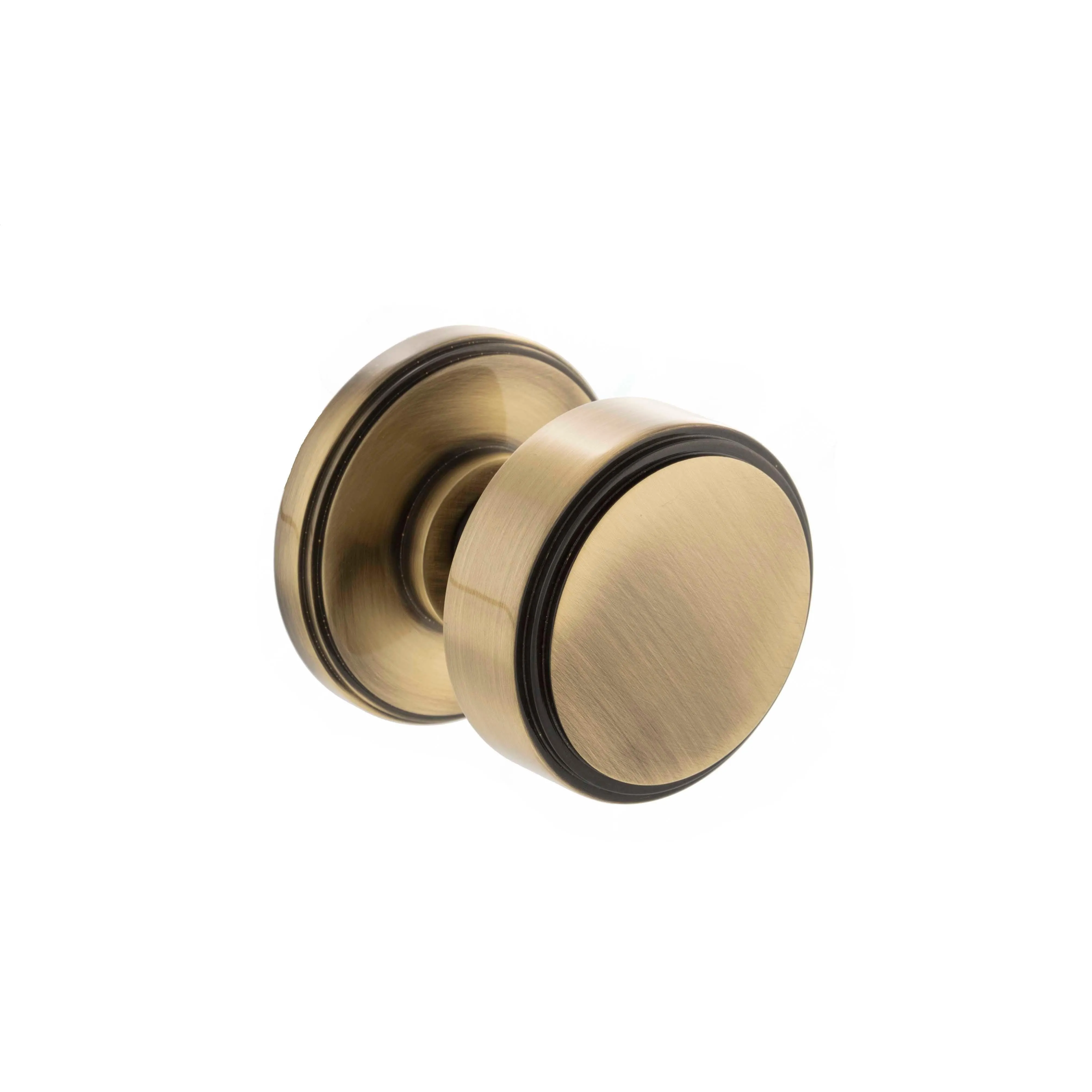 Atlantic Boulton Solid Brass Stepped Mortice Knob on Concealed Fix Rose - Antique Brass