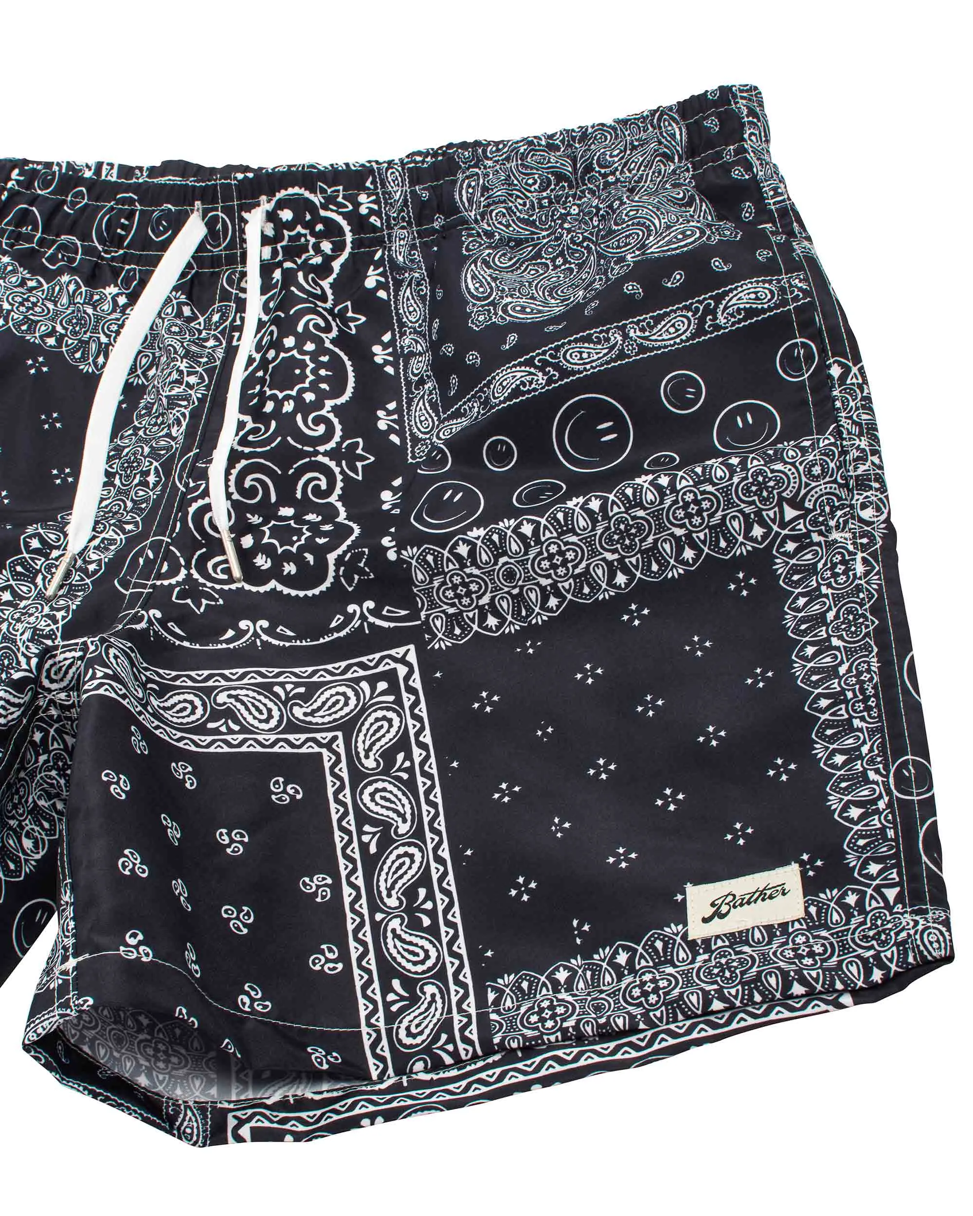 Bather Black Bandana Swim Trunk