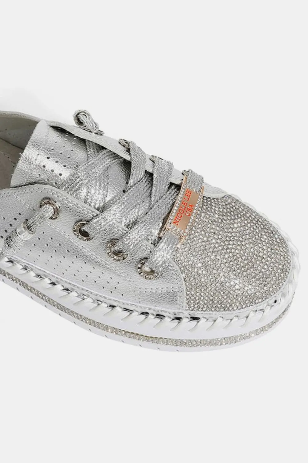 BE. Shoe Nicole Lee Rhinestone Platform Slip Ons