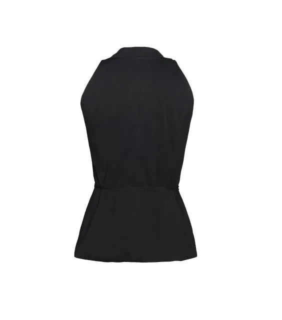 Black Pure Linen Waistcoat