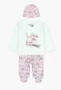 Boboli Bunny Bunny Tee, Pant and Beanie Set- Pink