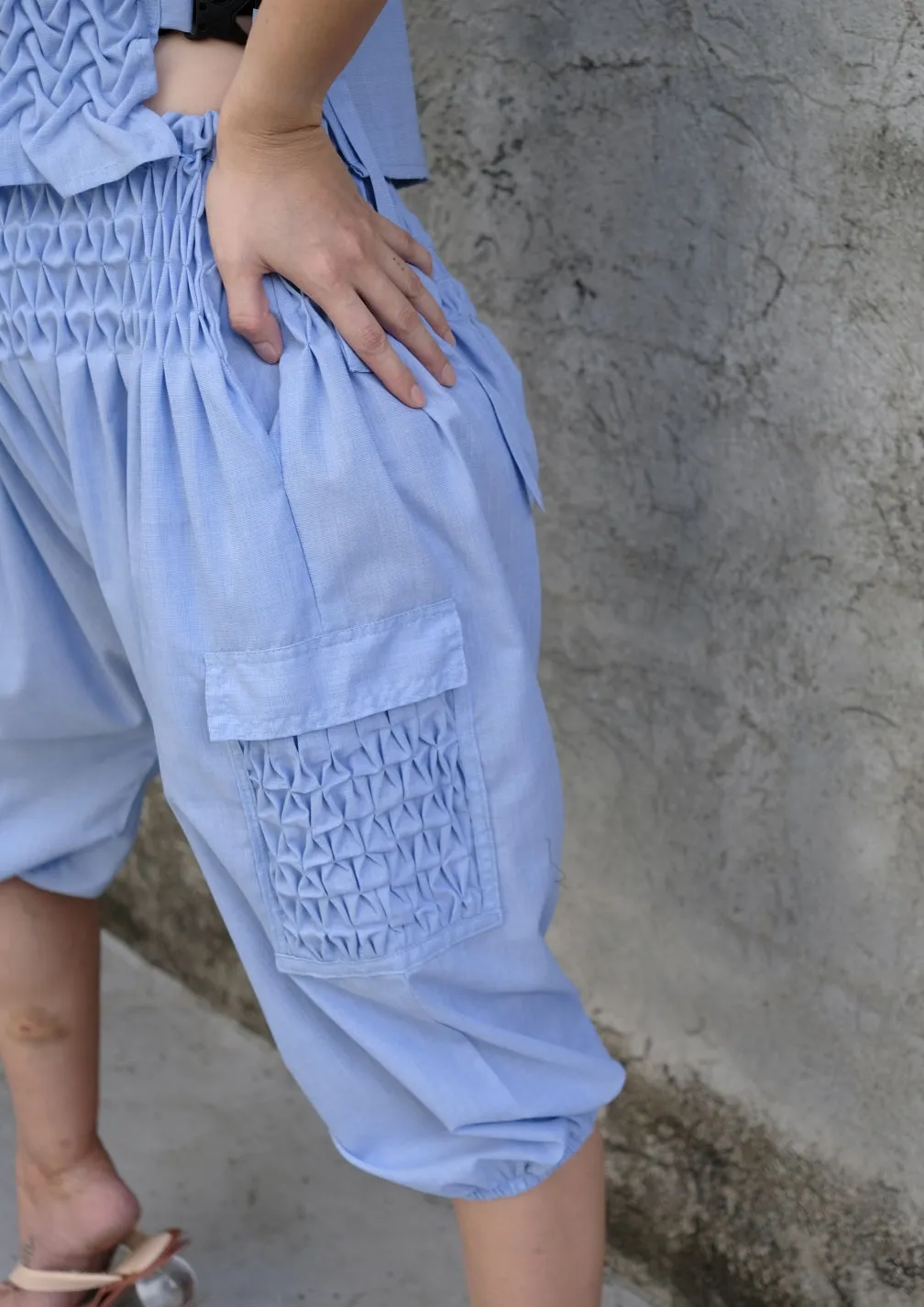 boho cargo pants - pale blue