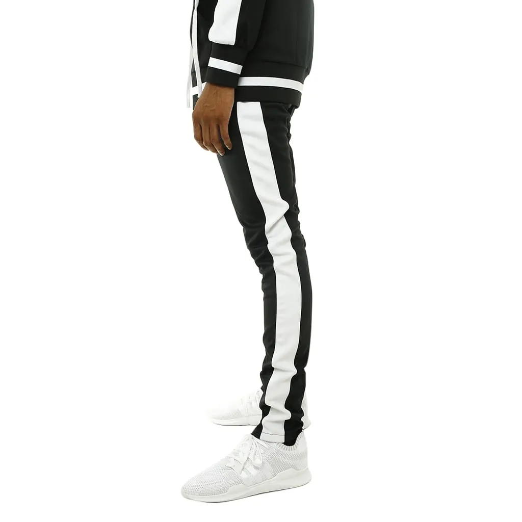 Bones Double Stripe Black Track Pants for Men - Stylish Athletic Joggers