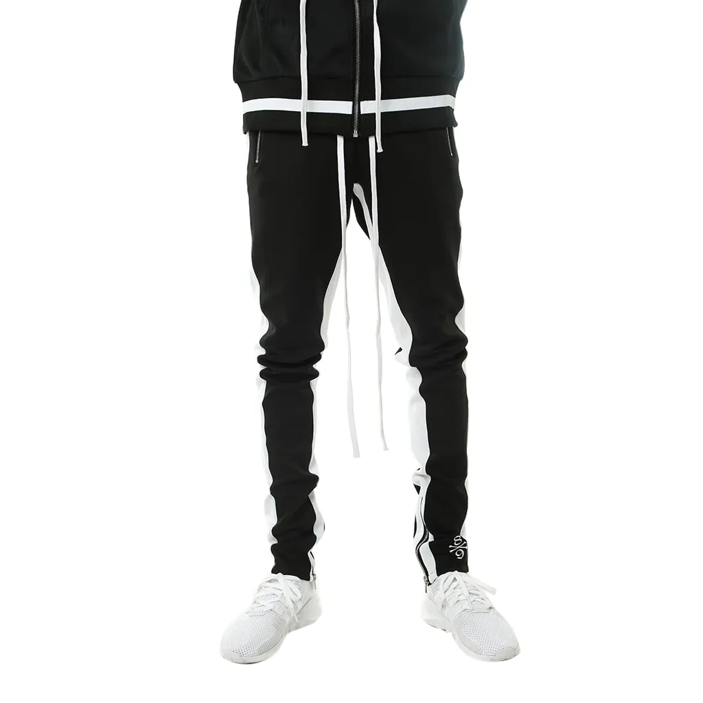 Bones Double Stripe Black Track Pants for Men - Stylish Athletic Joggers