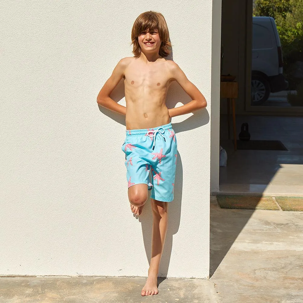 Boys Quick Dry Fishstar Printed Swim Trunk