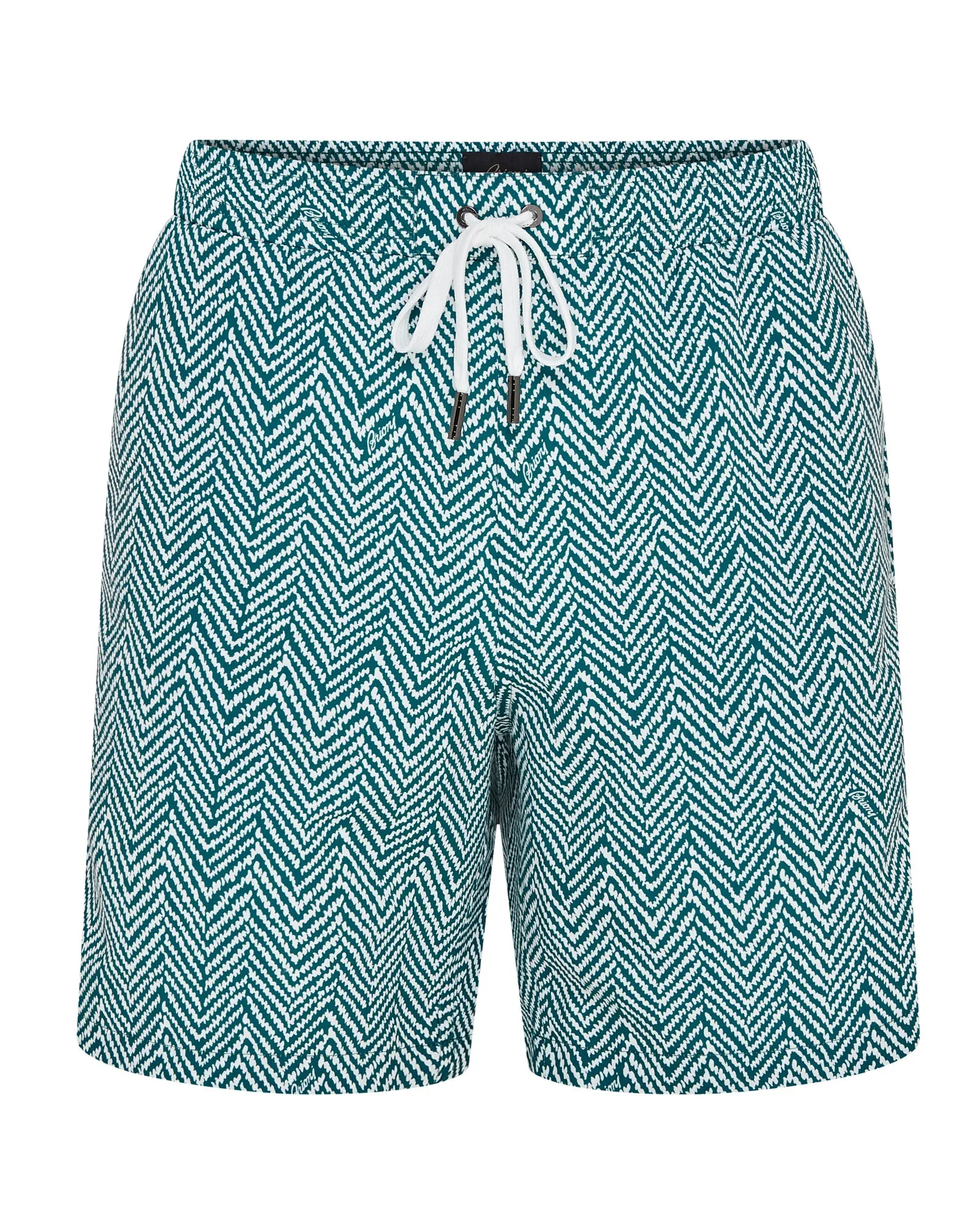 Optimized Title: Brioni Petrol Blue Quick-Dry Stripe Swim Shorts