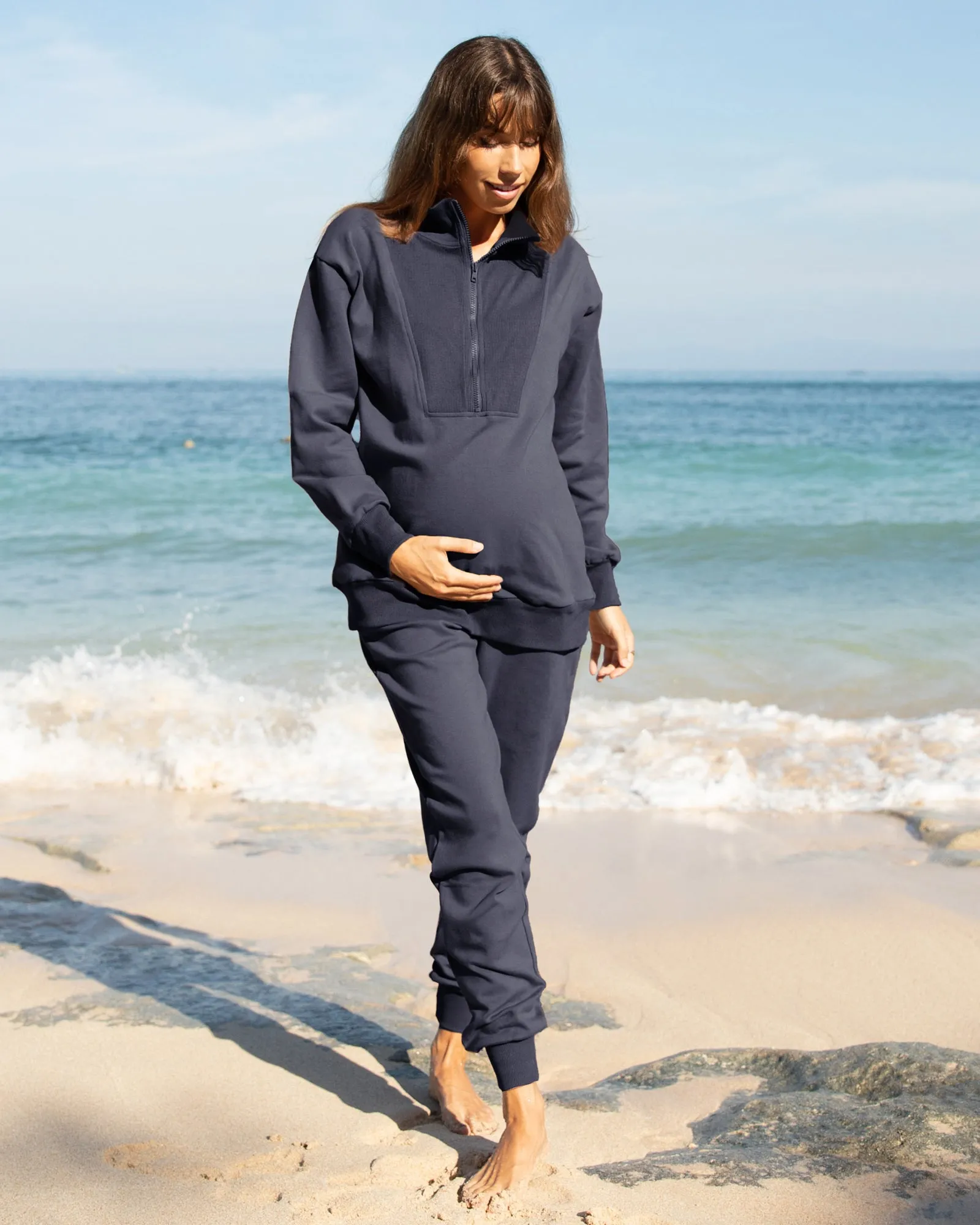 Calla Maternity Tracksuit Set in Navy