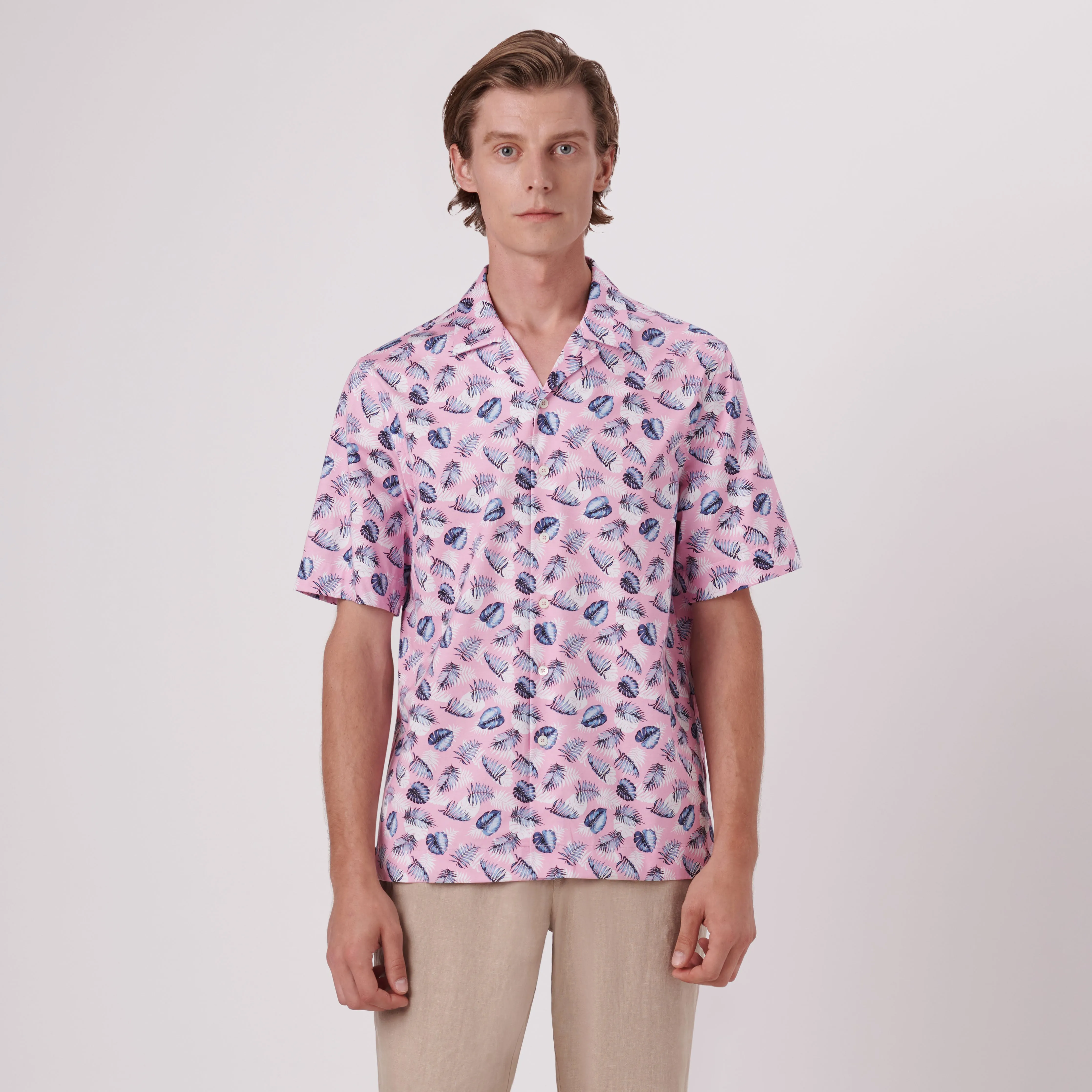 Cole Leaf Print OoohCotton Camp Shirt