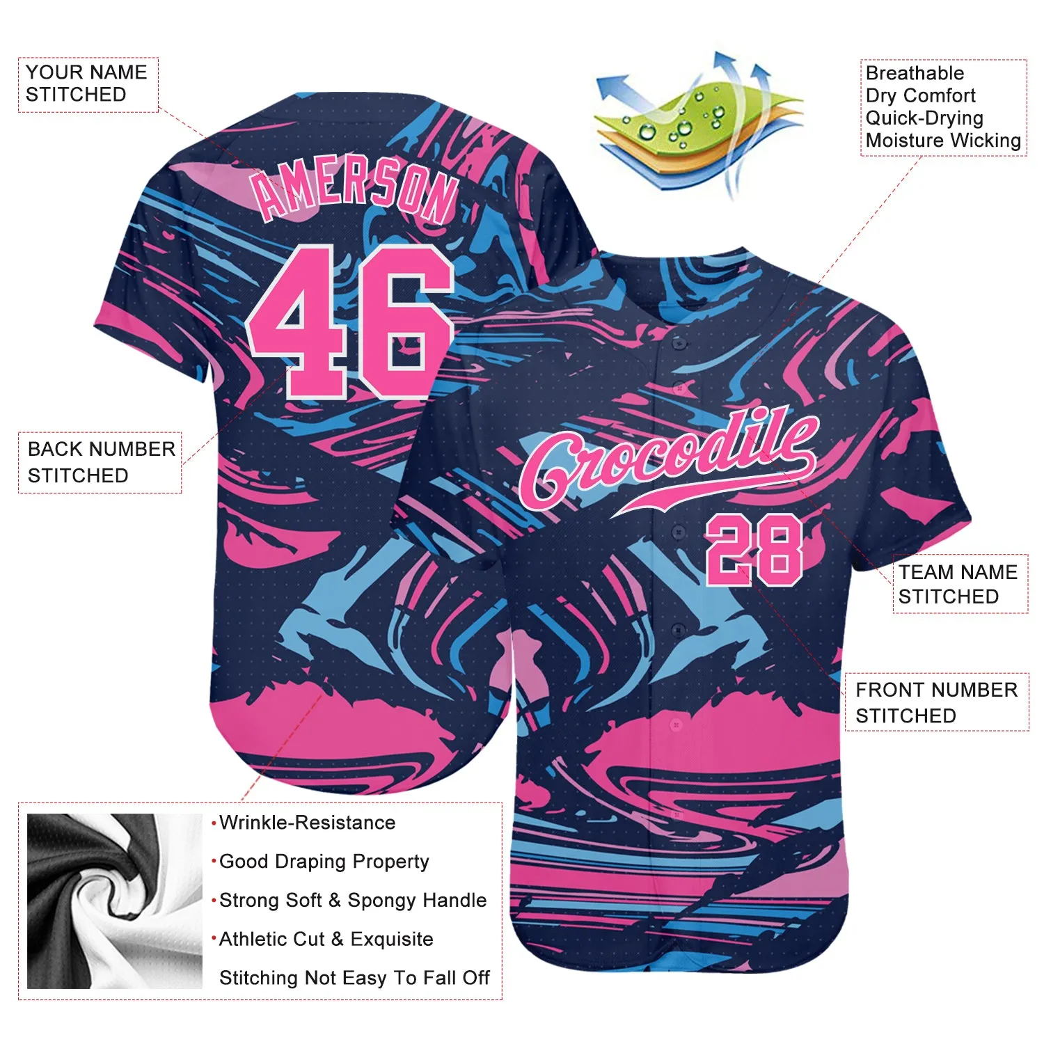 Custom 3D Pattern Design Sport Authentic Baseball Jersey