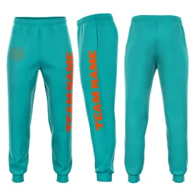 Custom Aqua Orange Fleece Jogger Sweatpants