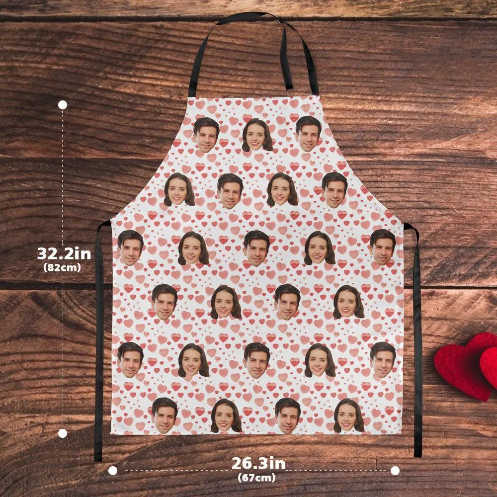 Custom Face  Heart Apron For Kitchen Cooking Restaurant BBQ Painting Crafting Gift