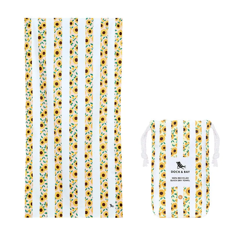 Dock & Bay Beach Towel Flower Power Collection L 100% Recycled Sunflower Solstice