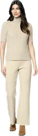 Domenique Milano-Knit Boot Leg Pants; Warm Beige