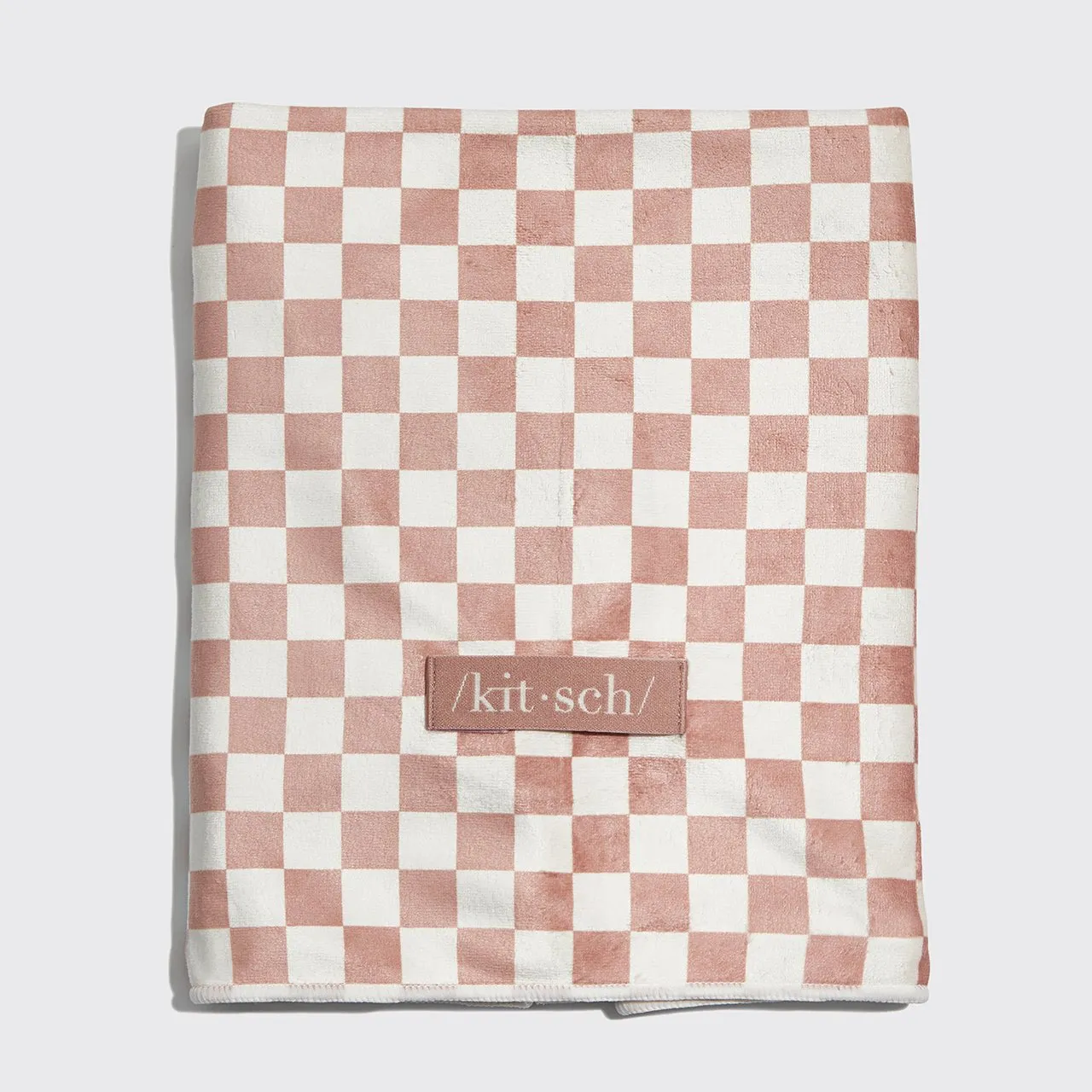 Extra Large Quick-Dry Hair Towel Wrap - Terracotta Checker