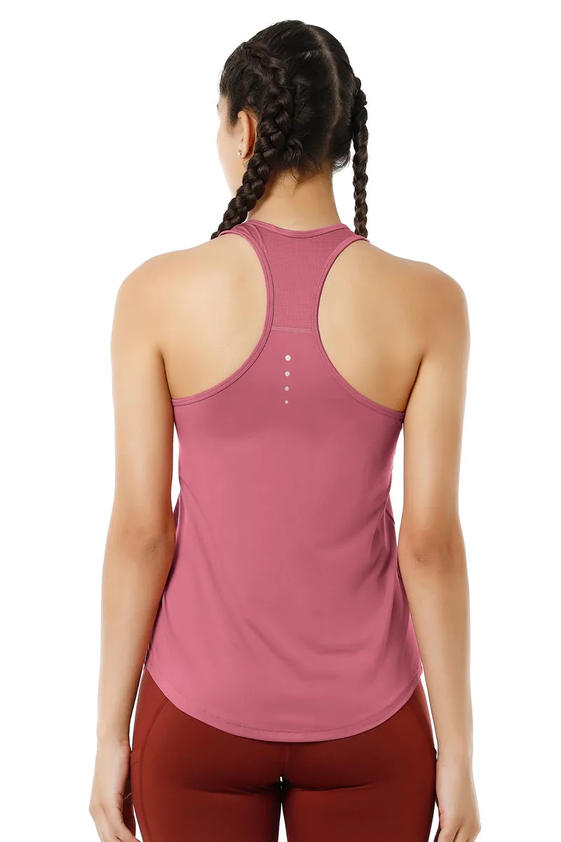 Flaunt Racerback Round Neck Tank Top - Heather Rose