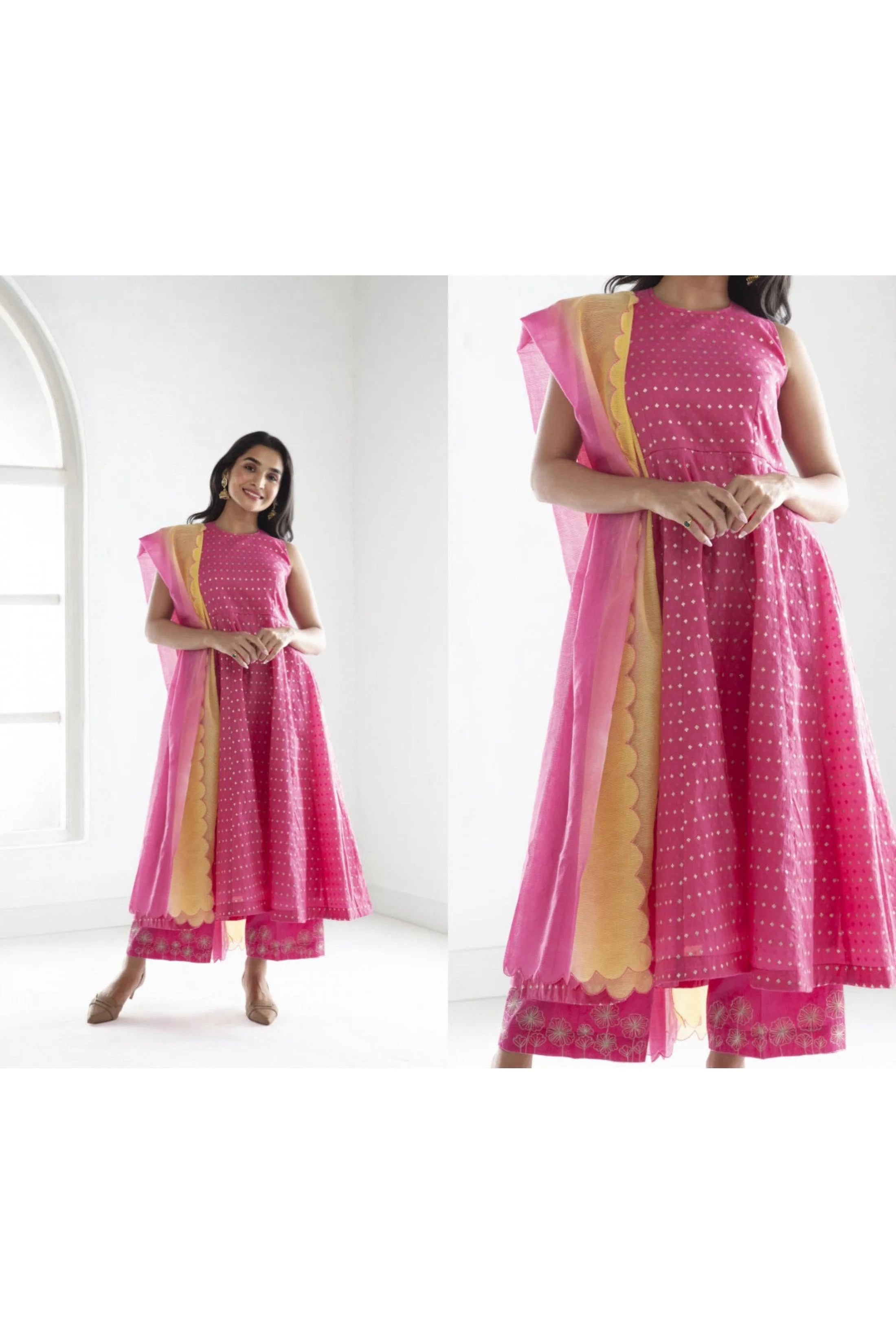 FUCHSIA KALI SUIT WITHOUT DUPATTA