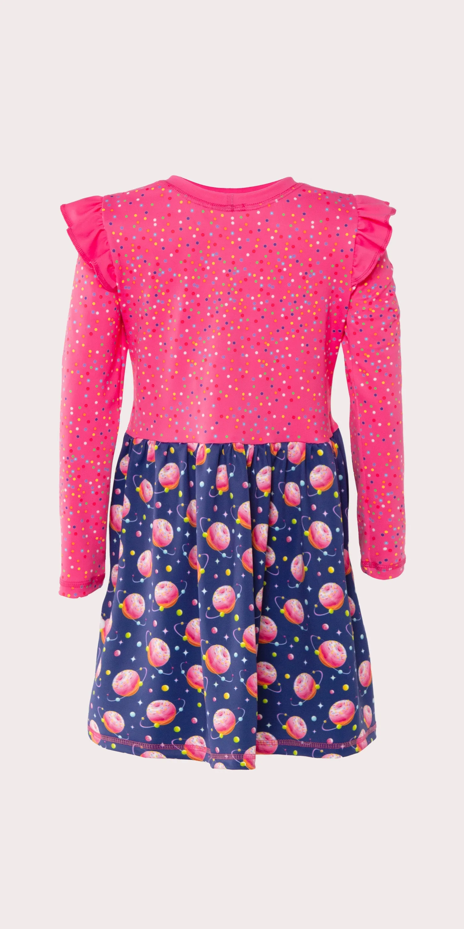 Galaxy Glaze - Kids Ruffle Long Sleeve Dress