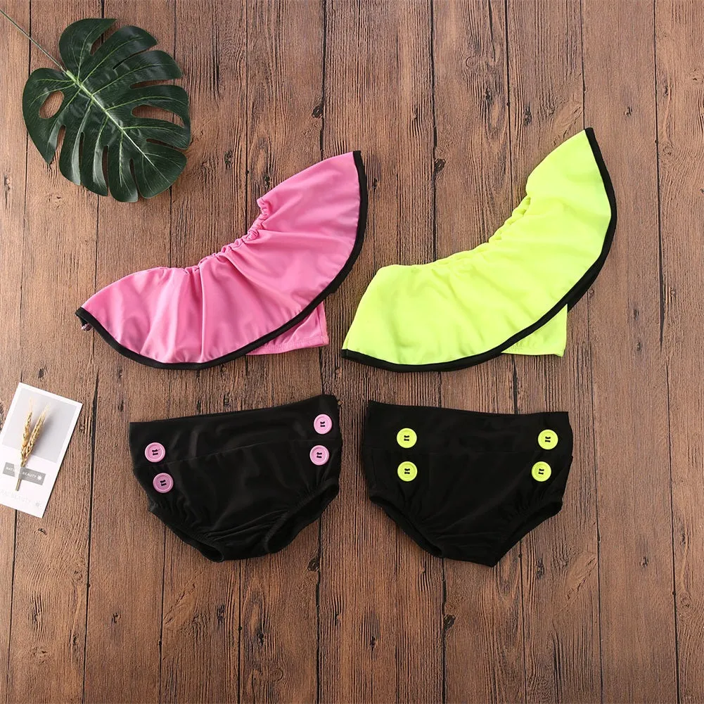 Girls Off Shoulder 2 Pcs Swimwear