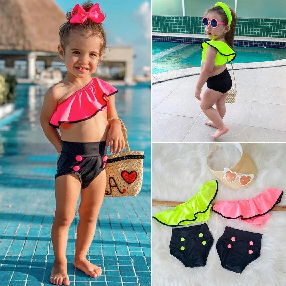 Girls Off Shoulder 2 Pcs Swimwear