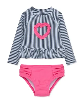 Heart Toddler 2-Pc Long Sleeve Rashguard (2T-4T)