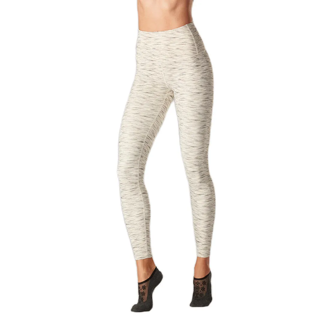 HIGH WAISTED EYELET 7/8 LEGGINGS - SAND STONE