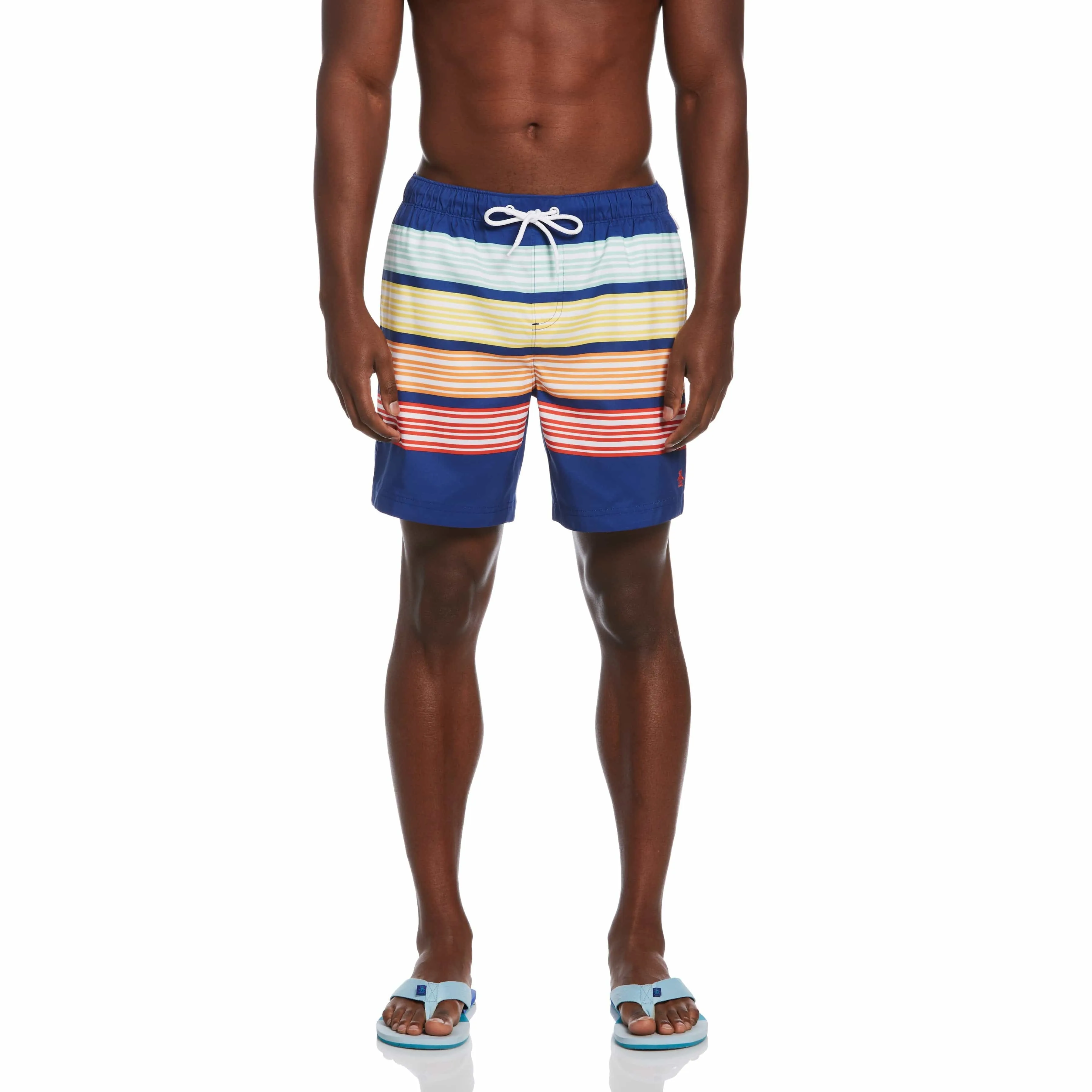 Horizontal Stripe Print Swim Shorts