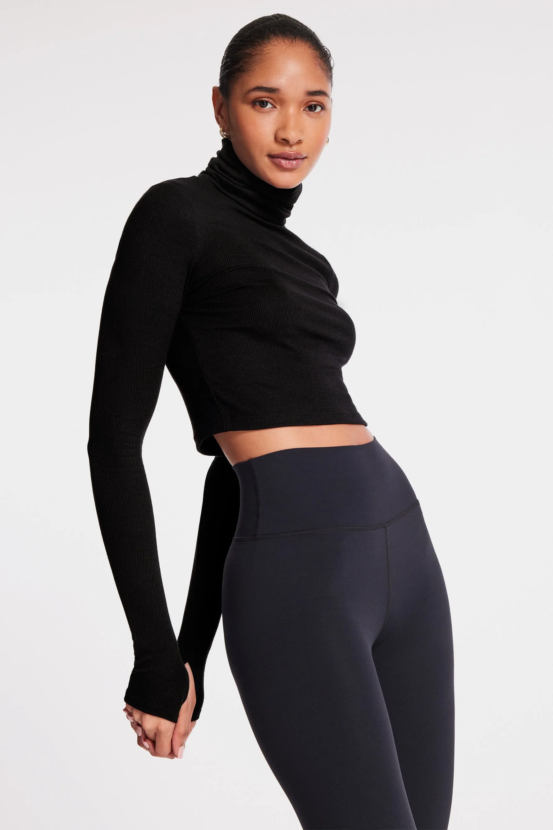 Jackson Rib Cropped Turtleneck - Black