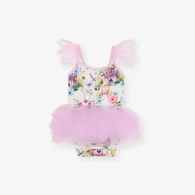 Katrina Tulle Smocked Bodysuit Dress