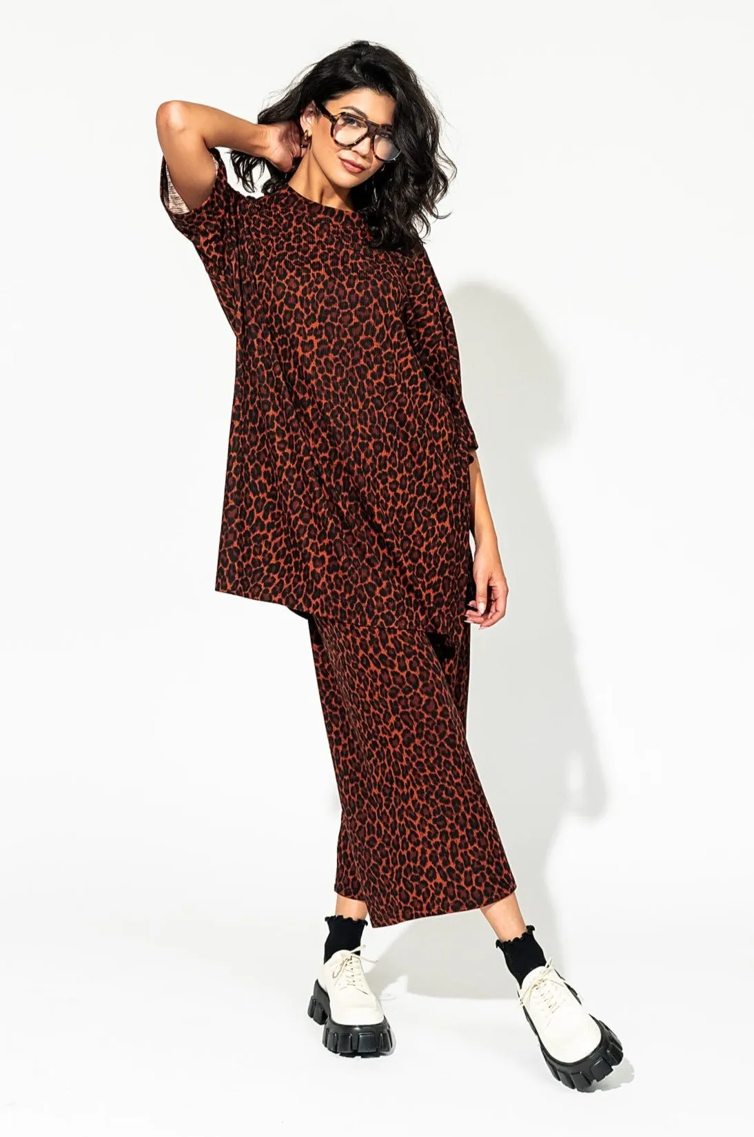 Lex Ribbed Playsuit in Leopard